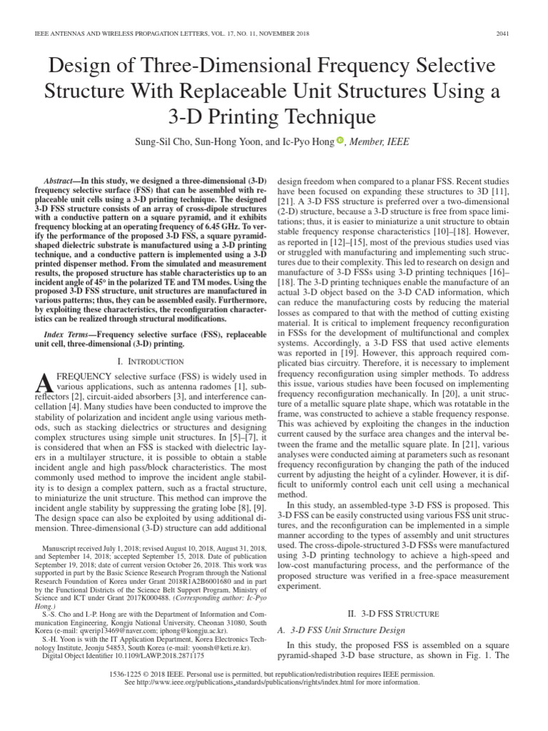 Design of Three-Dimensional Frequency Selective Structure With ...