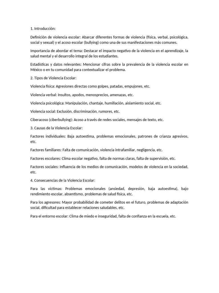 Tipos y Consecuencias de la Violencia Escolar | PDF | Violencia | Crímenes