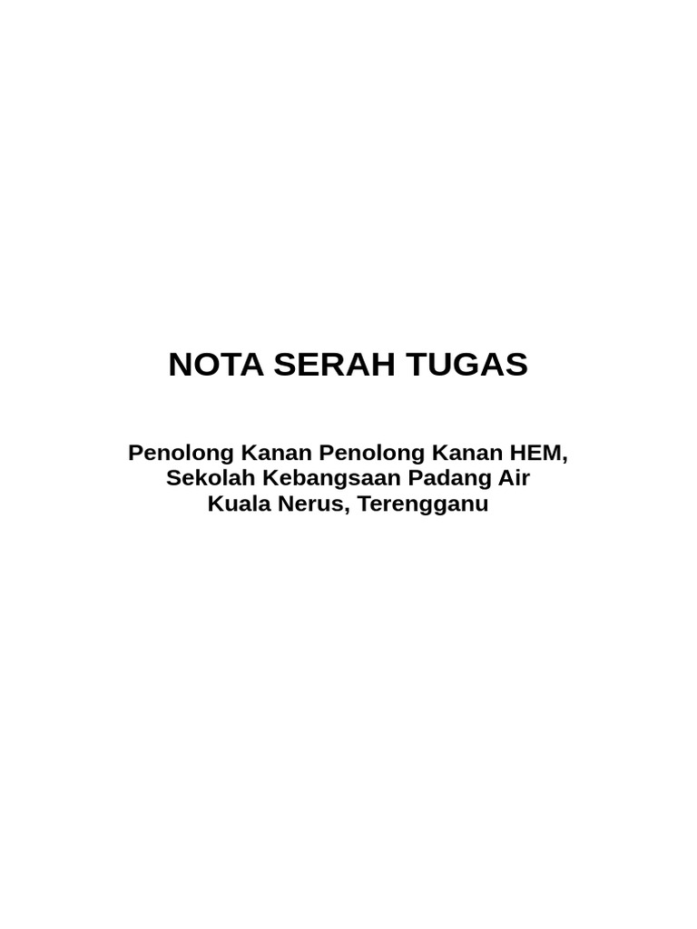 Nota Serah Tugas GPK HEM | PDF