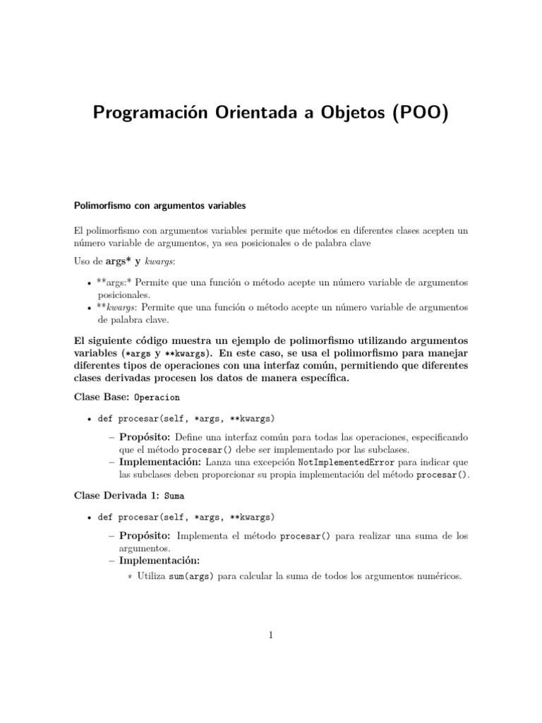 Polimorfismo en POO: args y kwargs | PDF | Objeto (informática ...