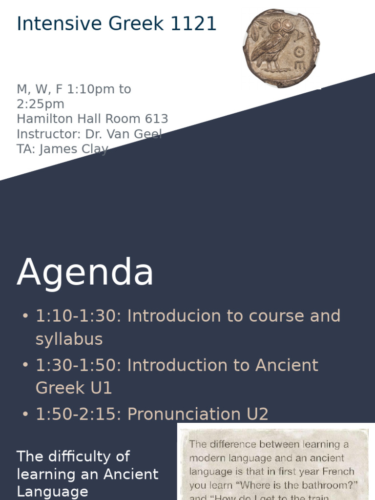 Intensive Ancient Greek Course Syllabus | PDF | Greek Alphabet | Stress ...