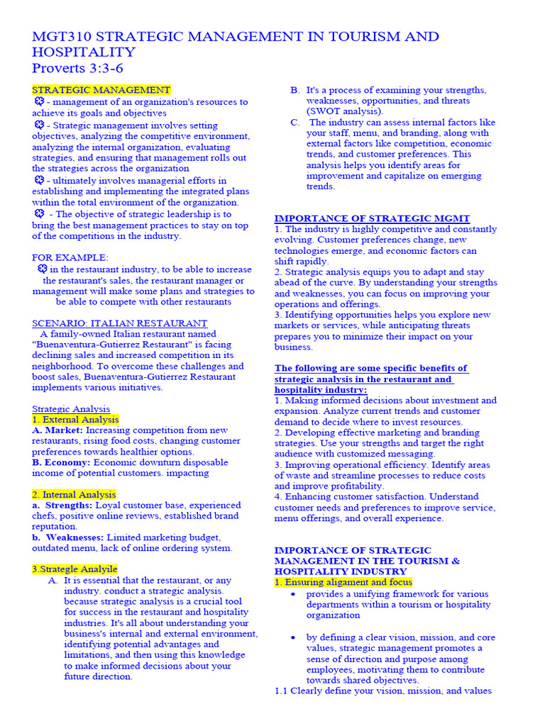 Core Values in Hospitality Strategy | PDF | Strategic Management ...