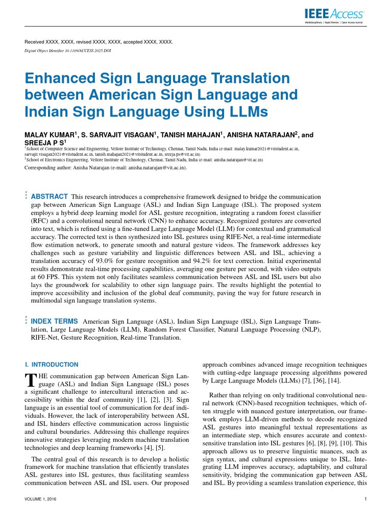 ASL-ISL Translation Using LLMs | PDF | Sign Language | Deep Learning