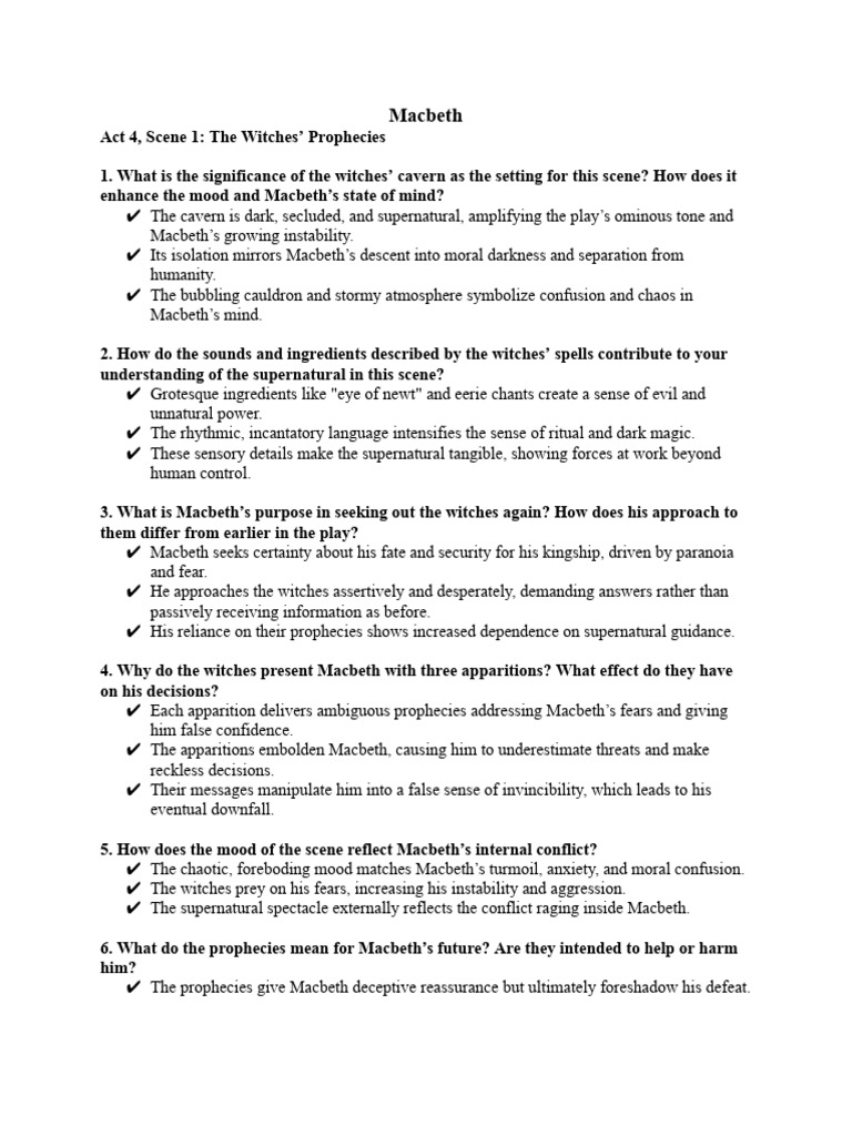 Macbeth Act 4: Witches, Prophecies, and Betrayal | PDF | Macbeth