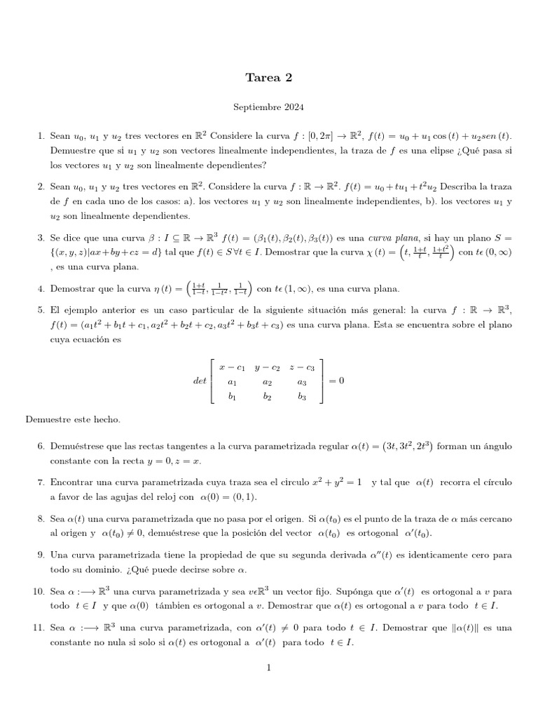 Curvas y Propiedades en R² y R³ | PDF | Curva | Ortogonalidad