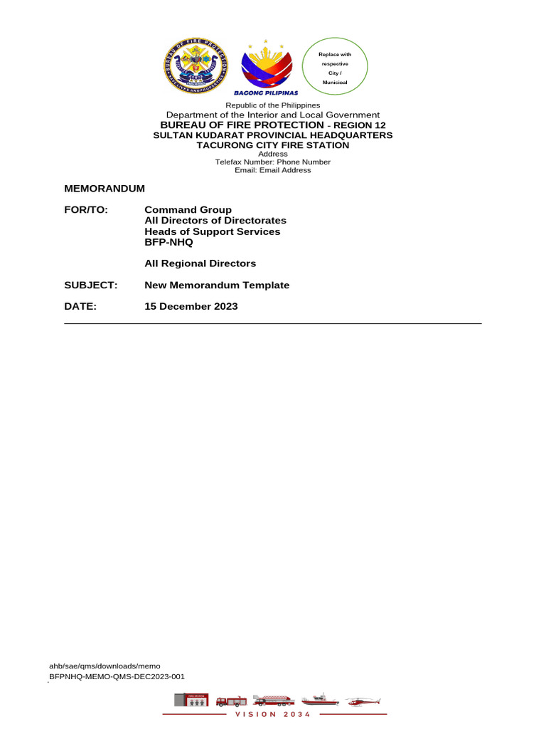New Memorandum Template for BFP | PDF