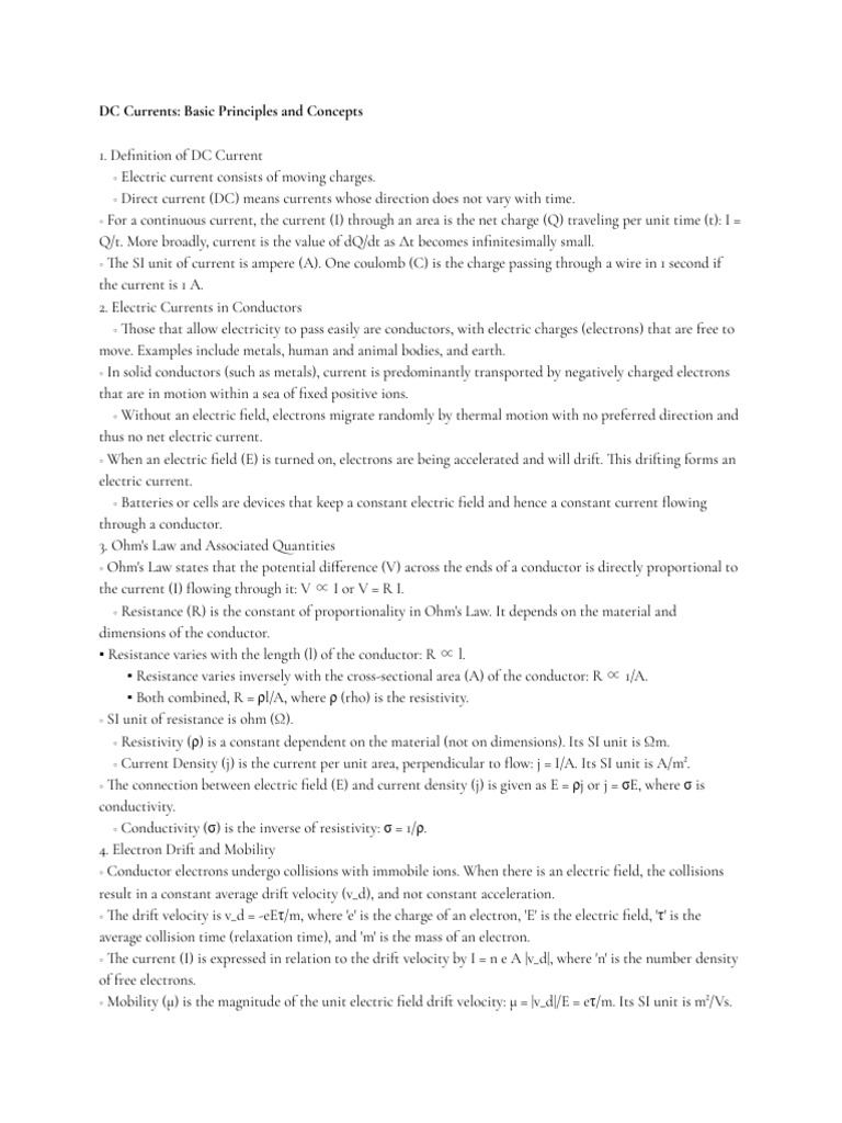 DC Current Basic Principles and Concepts | PDF | Electric Current ...