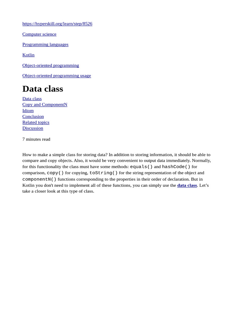 Kotlin Data Class Simplified Guide | PDF | Constructor (Object Oriented ...