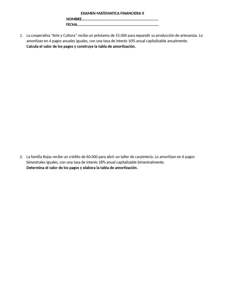 Examen Matematica Financiera II | PDF