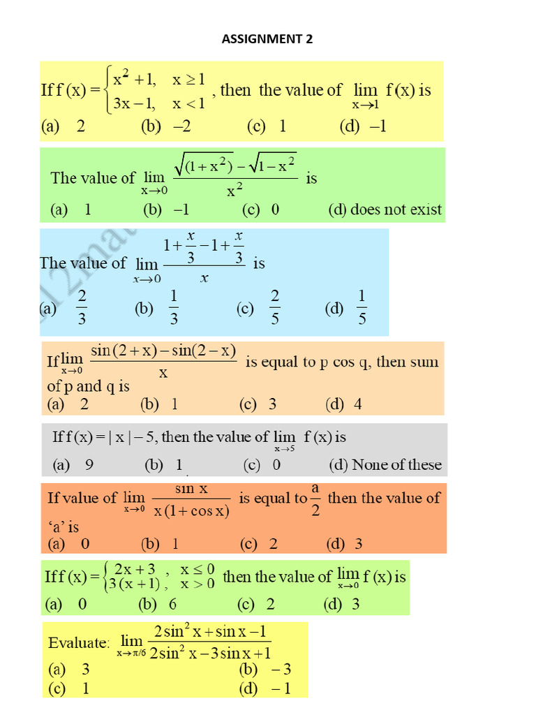 Limits Assign. 2 | PDF