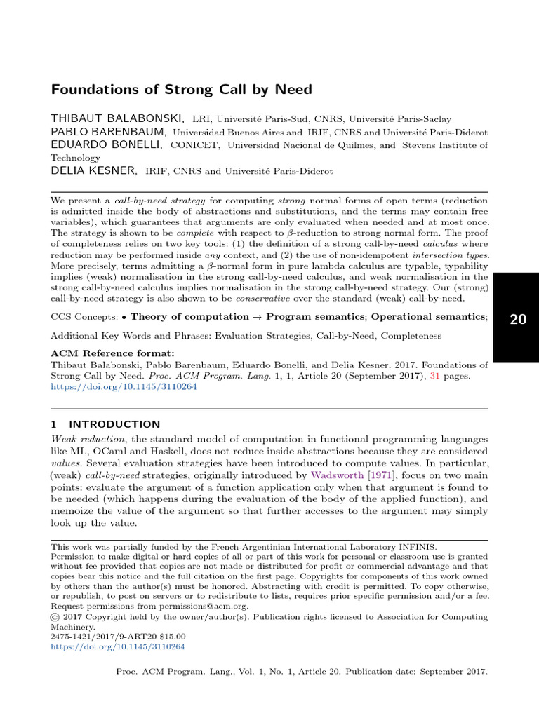 Foundations of Strong Call by Need | PDF | Function (Mathematics ...