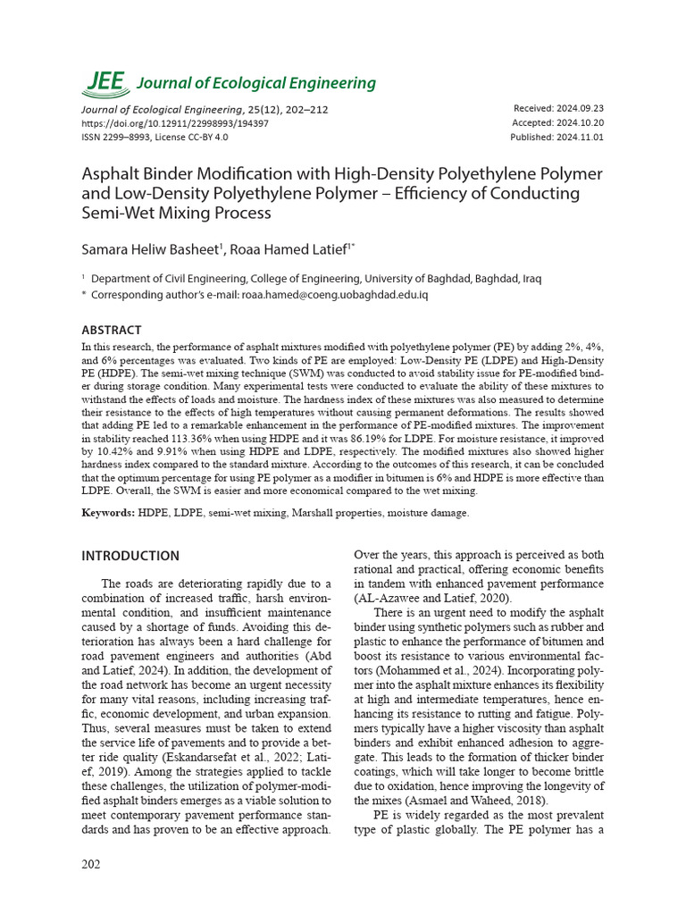 Enhancing Asphalt with Polyethylene Polymers | PDF | Road Surface ...