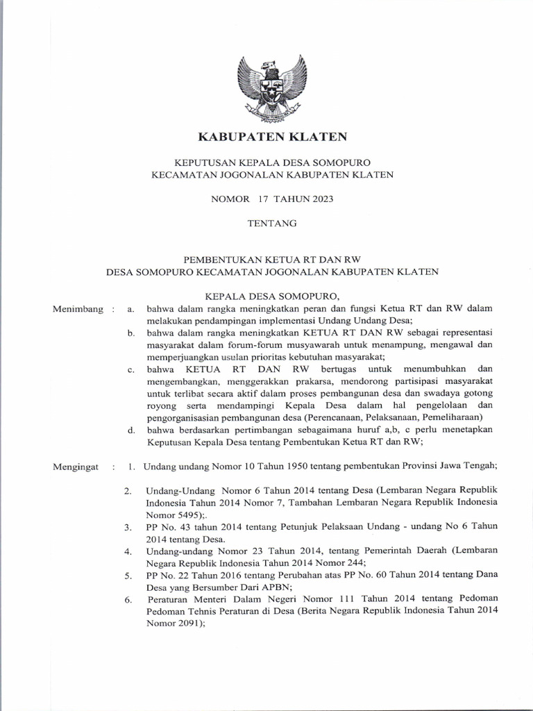 SK RT RW | PDF