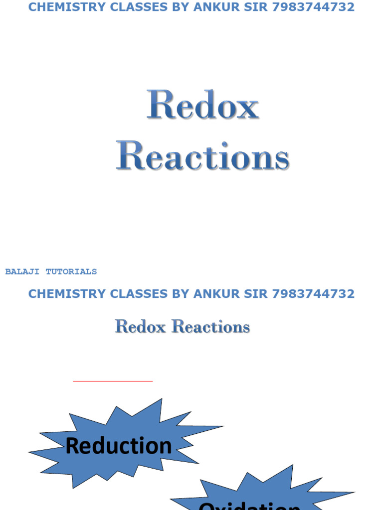 Redox Reactions in Chemistry Explained | PDF | Redox | Chemical Reactions