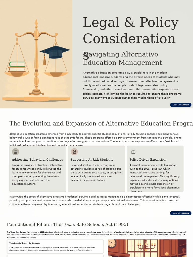 Legal Insights on Alternative Education | PDF | Policy