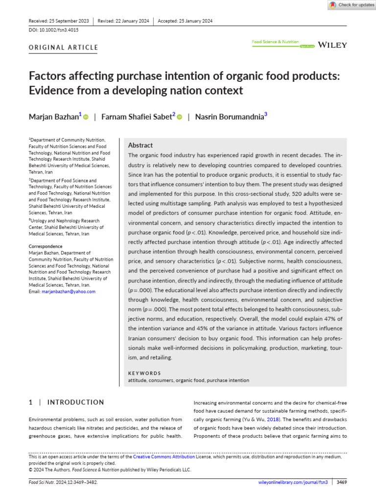 Factors Influencing Organic Food Purchases | PDF | Organic Foods ...