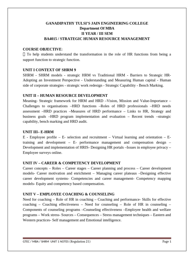 Strategic Human Resource Management Guide | PDF | Human Resource ...