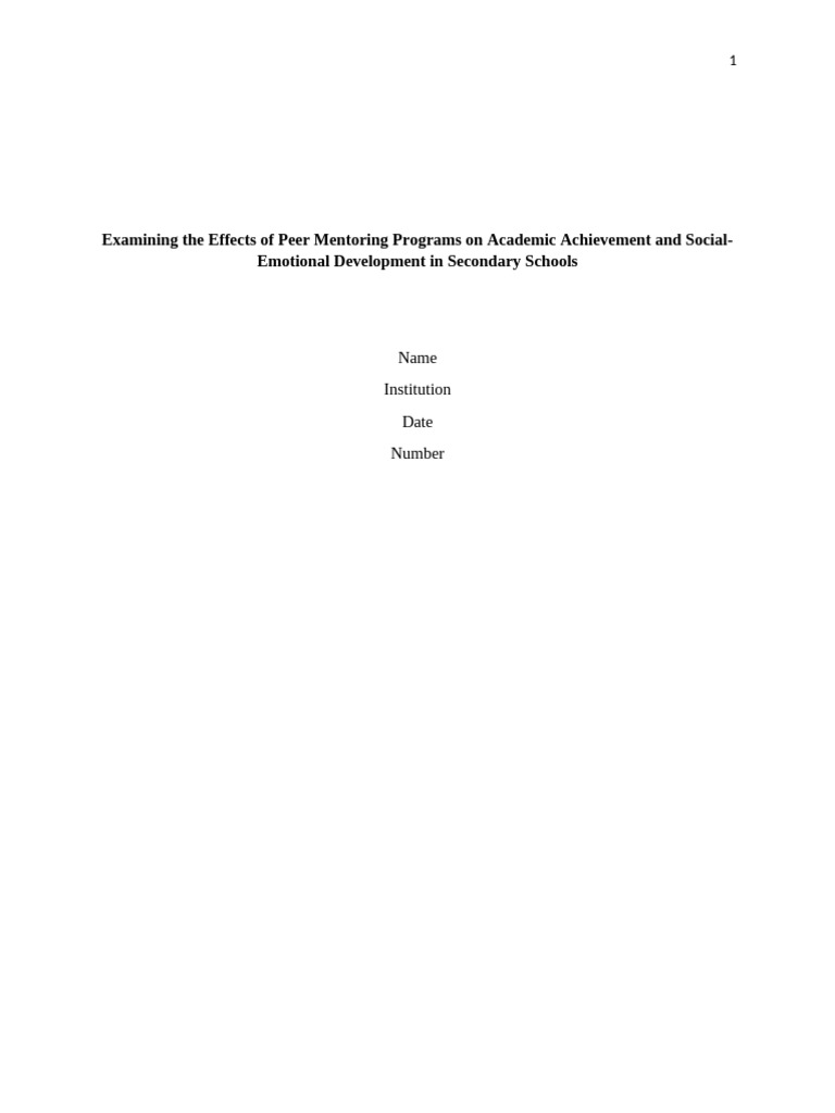 Peer Mentoring Impact on Student Success | PDF | Methodology | Mentorship