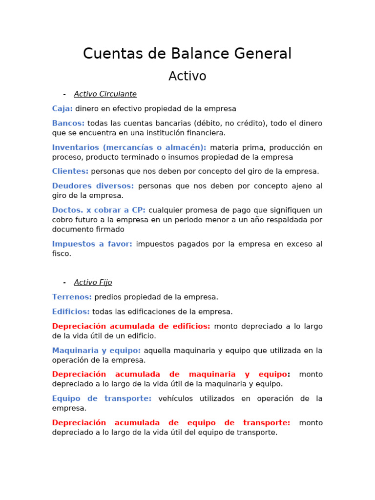 Cuentas de Balance y Estado de Resultados | PDF | Business | Contabilidad