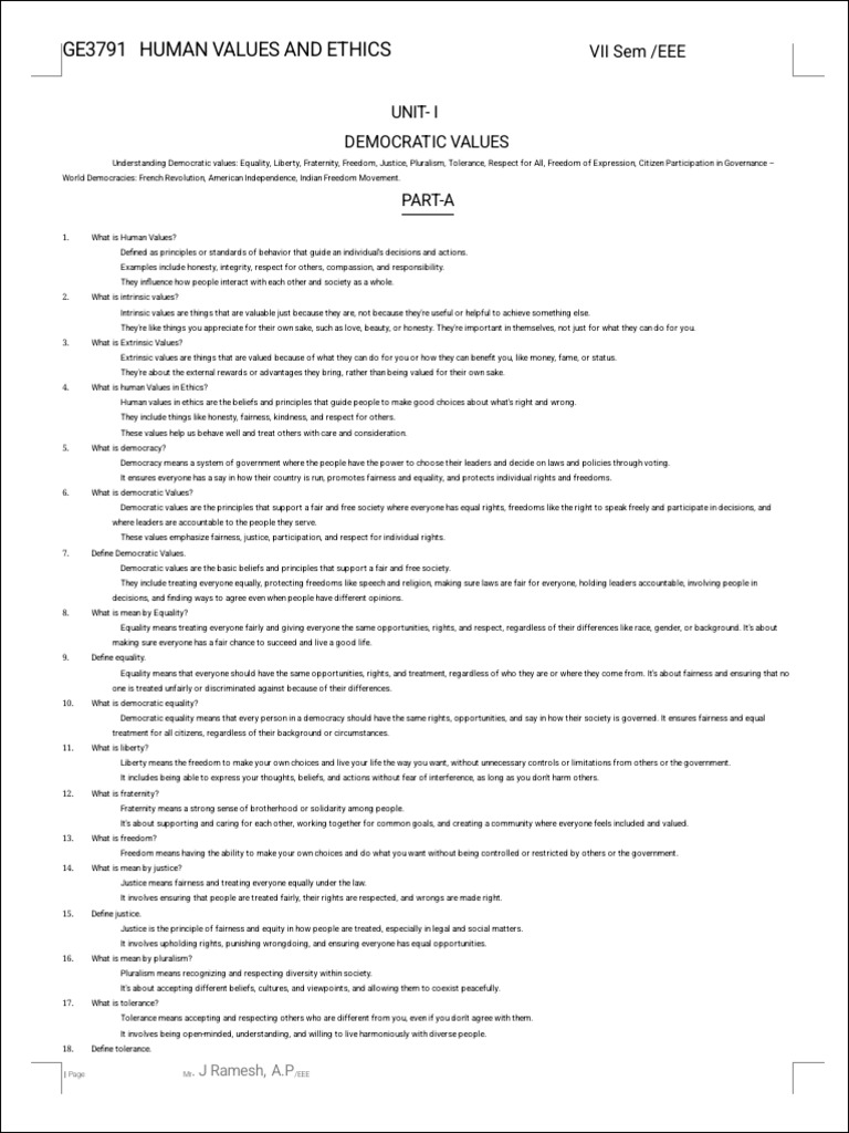 Human Values and Democratic Ethics | PDF | Justice | Crime & Violence