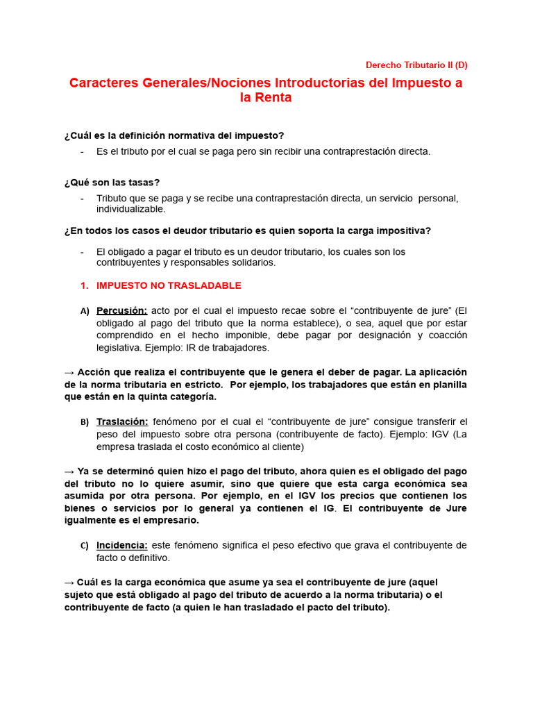 Nociones Clave del Impuesto a la Renta | PDF | Impuestos | Impuesto ...