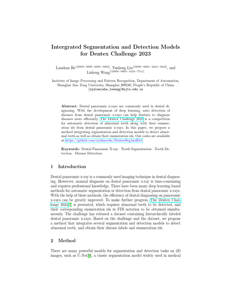 Integrated Models for Dental X-ray Detection | PDF | Image Segmentation ...
