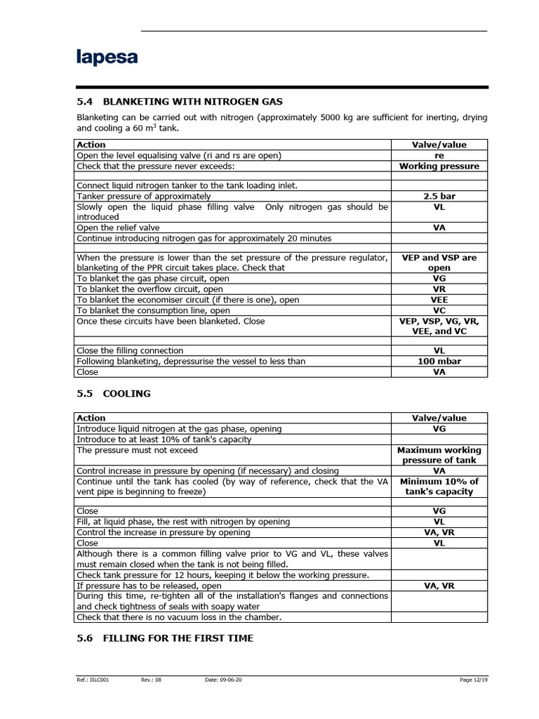 LNG Tank User Manual and Operations Guide | PDF | Valve | Liquefied ...