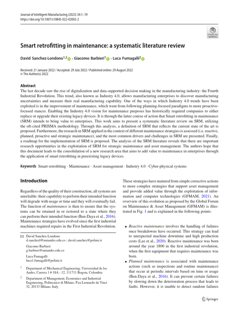 Smart Retrofitting in Maintenance Review | PDF | Systematic Review | Data