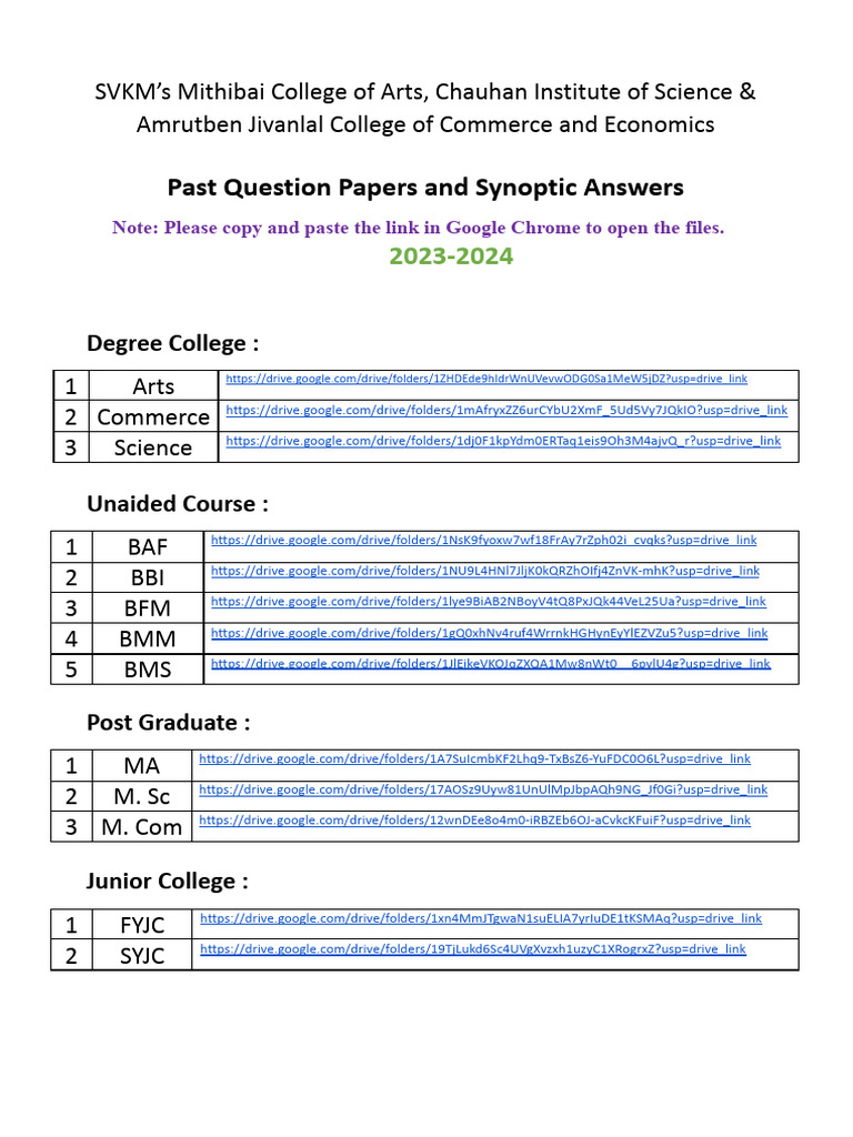 Mithibai College Past Question Papers | PDF