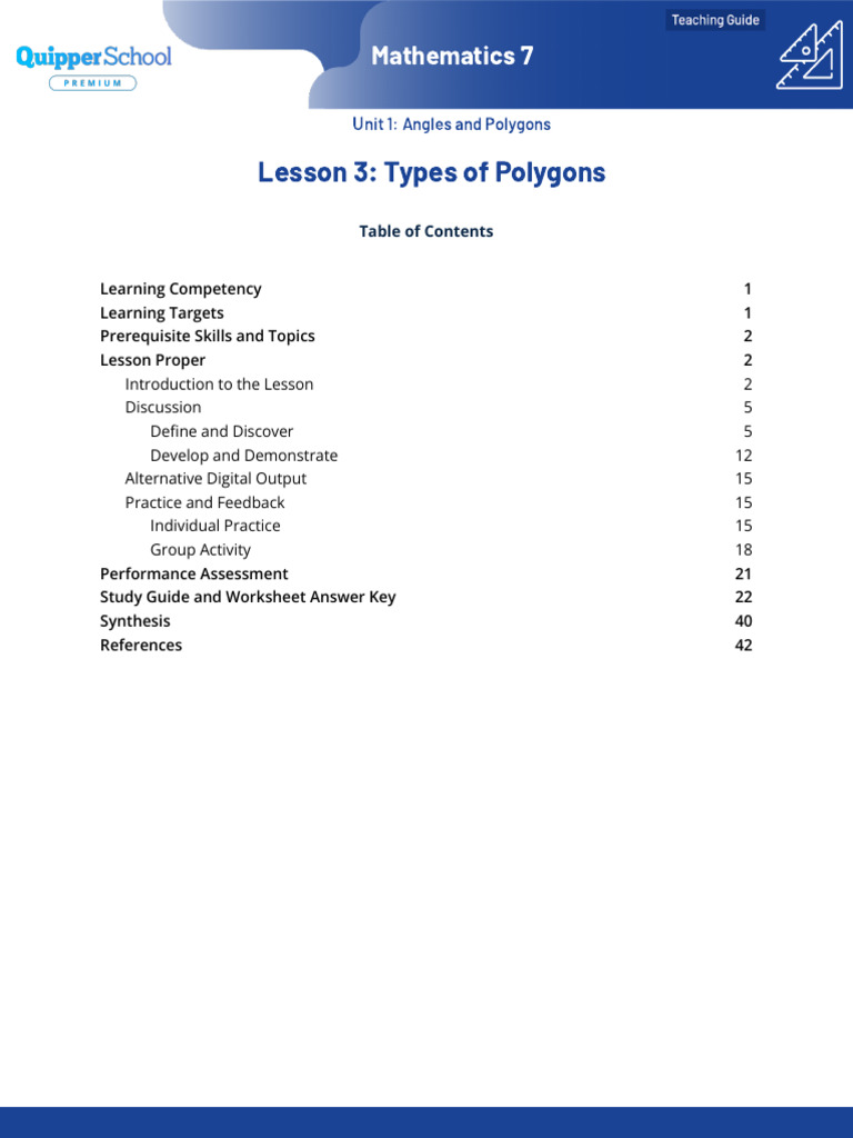 L Esson 3: Types of Polygons: Mathematics 7 | PDF | Triangle | Rectangle