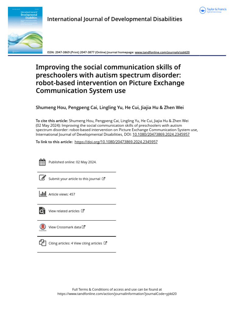 Robot Intervention for ASD Communication Skills | PDF | Autism ...