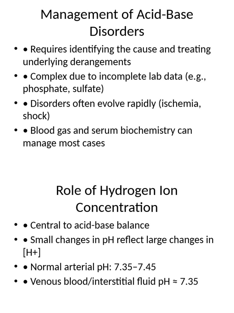 Acid-Base Disorder Management Guide | PDF | Buffer Solution | Kidney