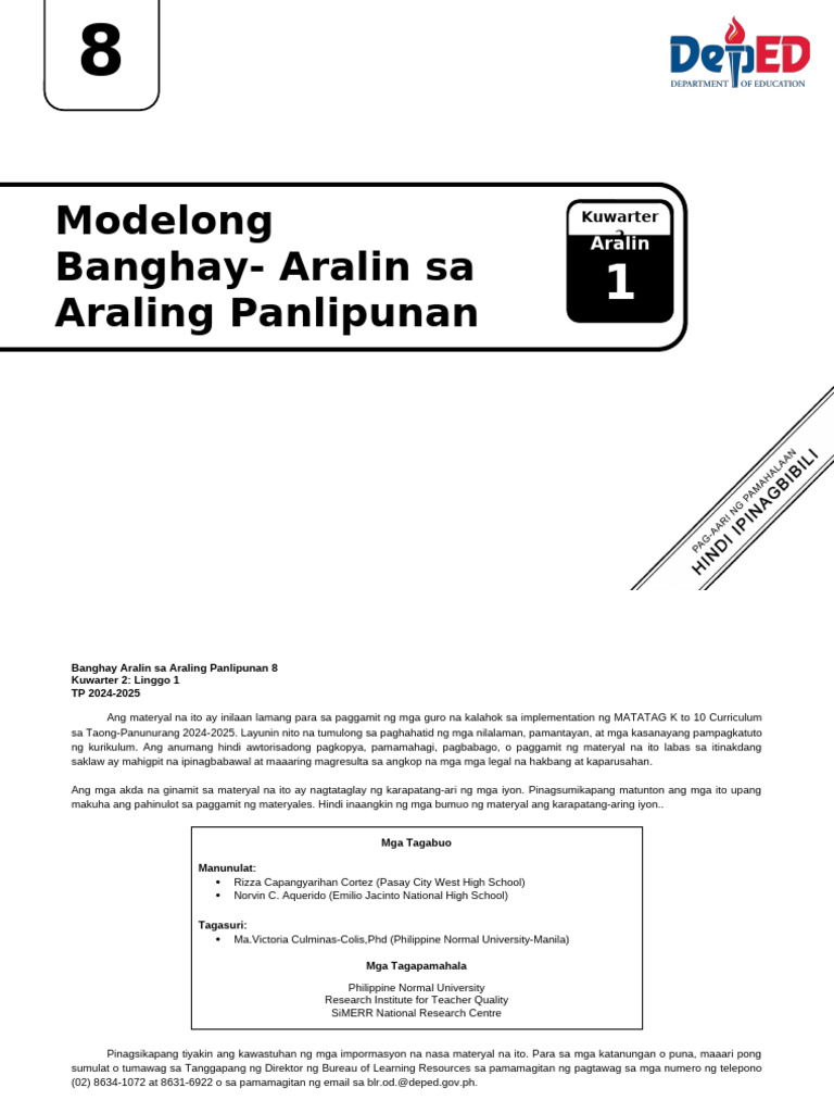 Q2 LE AP8 Lesson1 Week1 | PDF