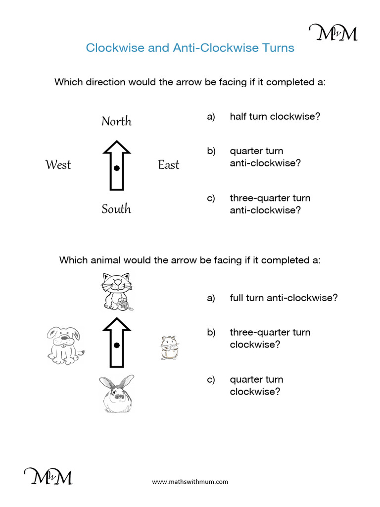 Clockwise and Anti-Clockwise Turns | PDF