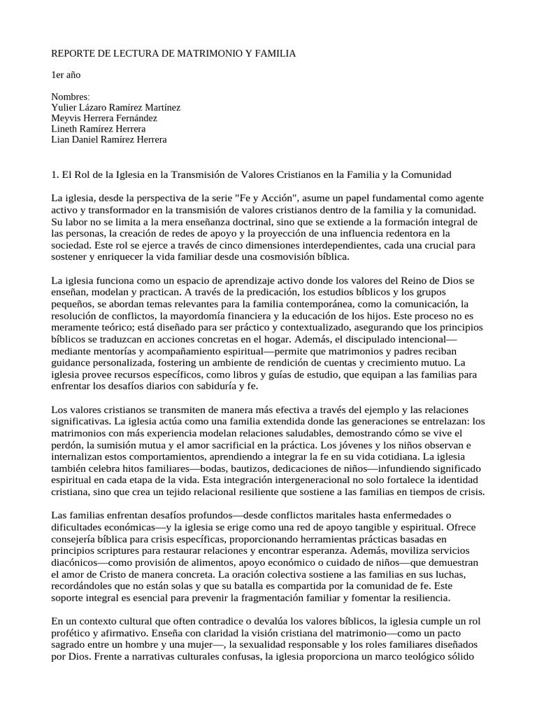 Iglesia y Valores Cristianos en la Familia | PDF | Iglesia cristiana | Amor