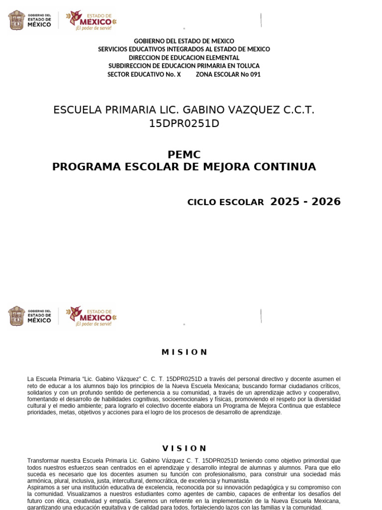 Programa de Mejora Continua 2025-2026 | PDF | Enseñando | Maestros