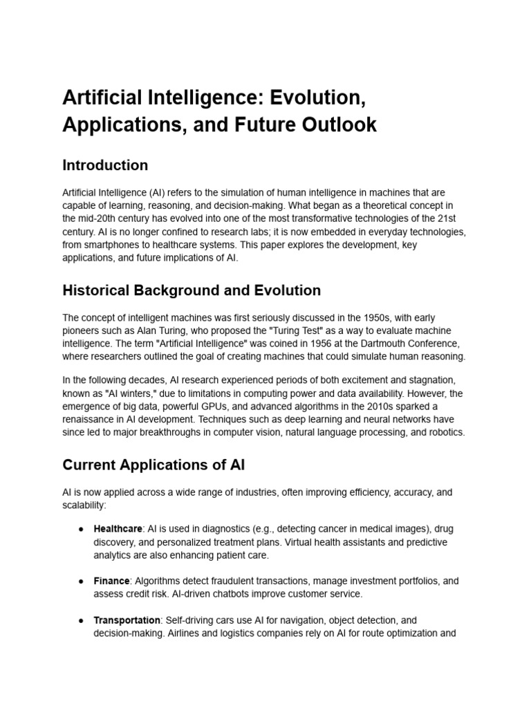AI Evolution, Applications, and Future Insights | PDF | Artificial ...