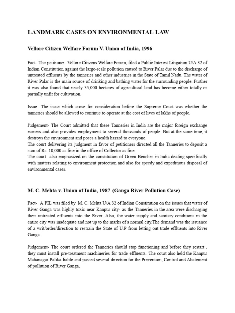 Landmark Environmental Law Cases | PDF