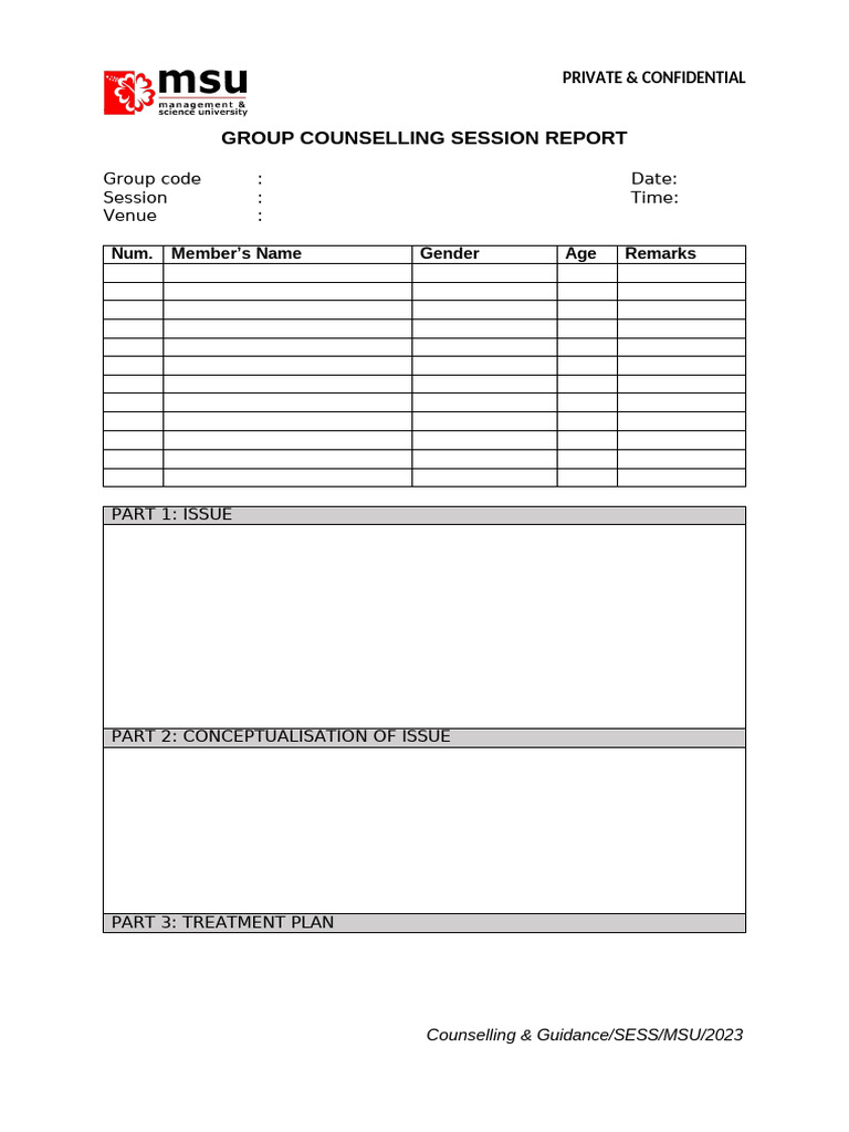 Group Counselling Session Report 2023 | PDF