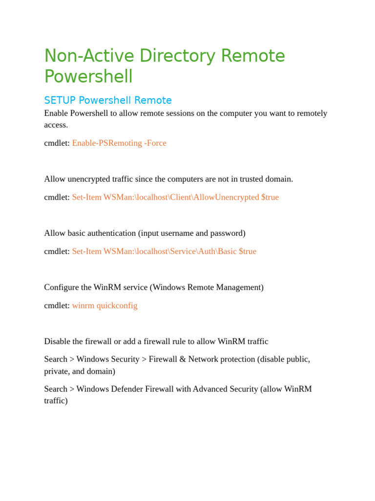 Remote PowerShell Setup Guide | PDF