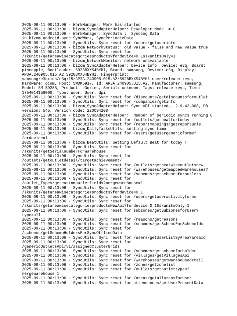 Bizom Sync Data Log Overview | PDF | Computing