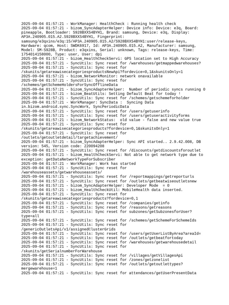 Bizom Sync and Health Check Report | PDF | Software | Computing