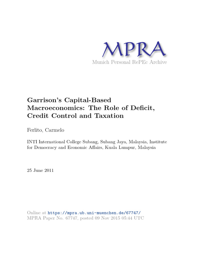 MPRA Paper 67747 | PDF | Deficit Spending | Government Budget Balance