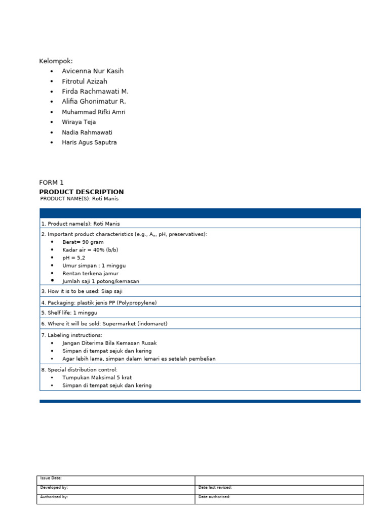 Roti Manis Product Overview and Safety | PDF | Hazards | Chemical ...