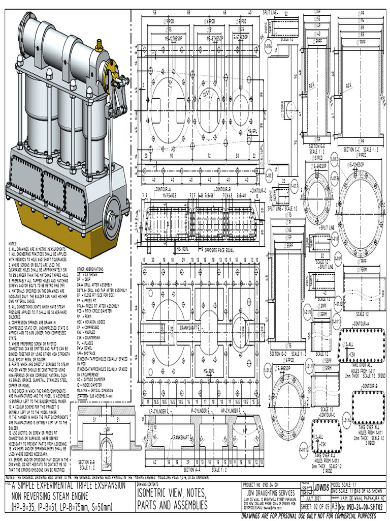 Triple Expansion Steam Engine Design | PDF | Screw | Mechanical Engineering