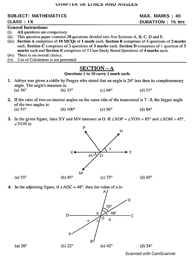 9-Lines and Angles | PDF