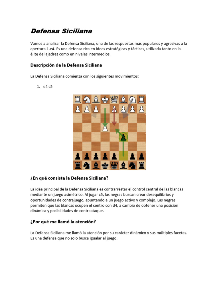 Análisis de la Defensa Siciliana | PDF | Juegos de mesa tradicionales ...