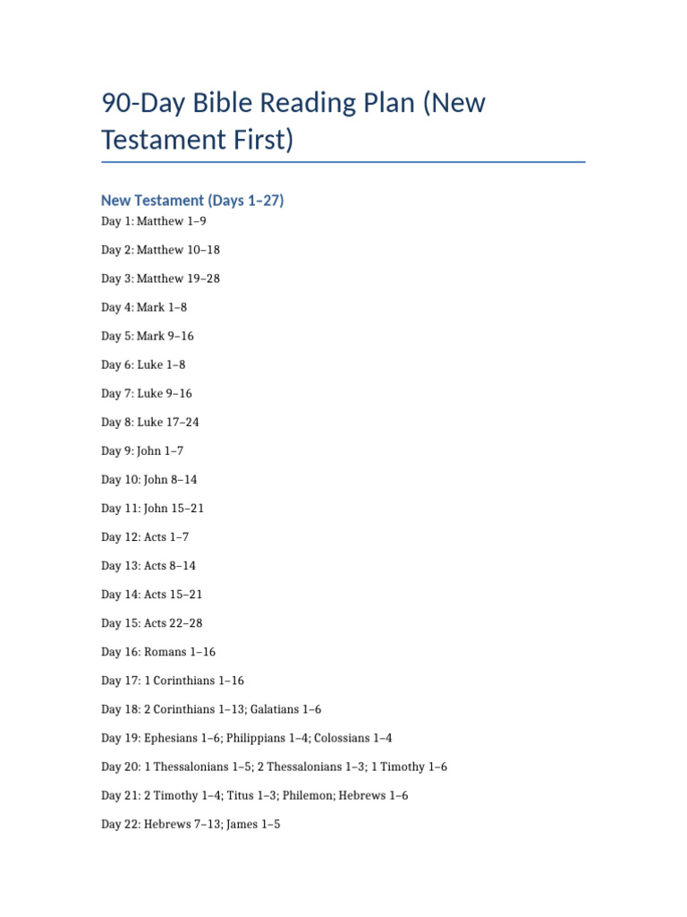 90-Day Bible Reading Plan | PDF | Books Of Chronicles | New Testament