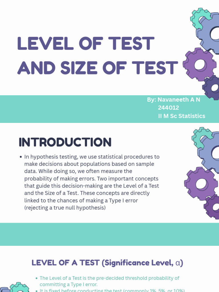 Test Level and Size Explained | PDF | Type I And Type Ii Errors | P Value
