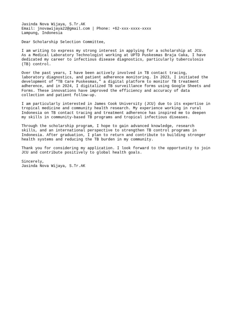 Cover Letter JCU | PDF